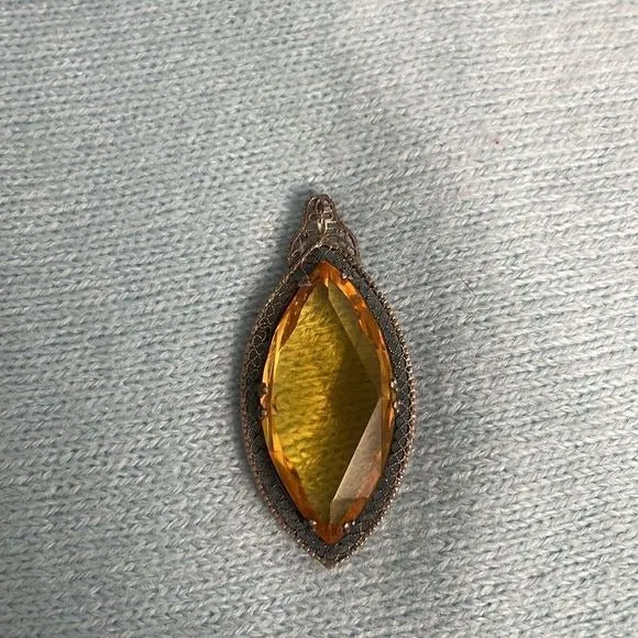 LargeVintageCzeck Topaz Pendant