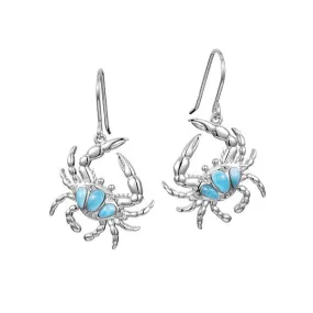 Larimar Dungeness Crab Hook Earrings