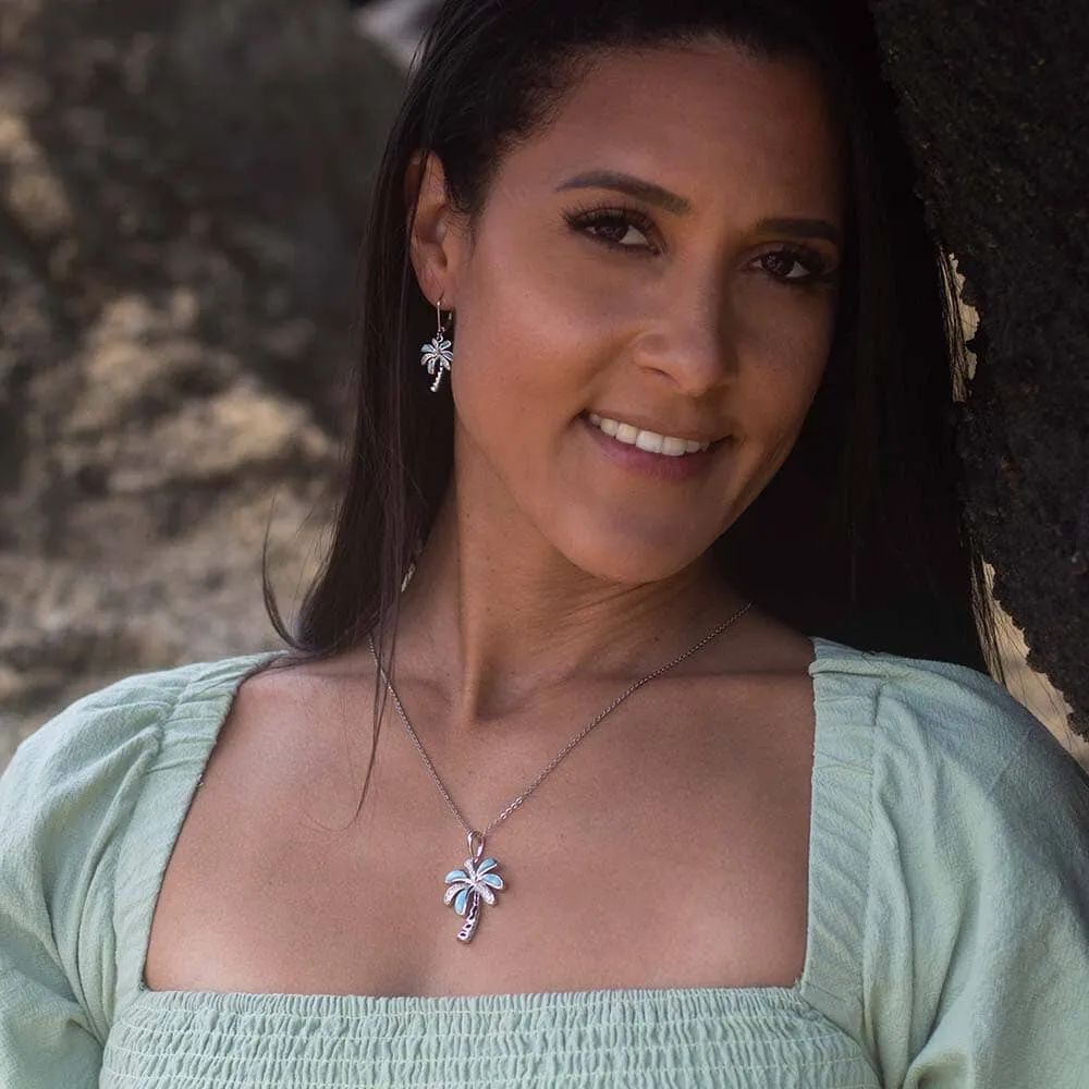 Larimar Island Palm Tree Pendant