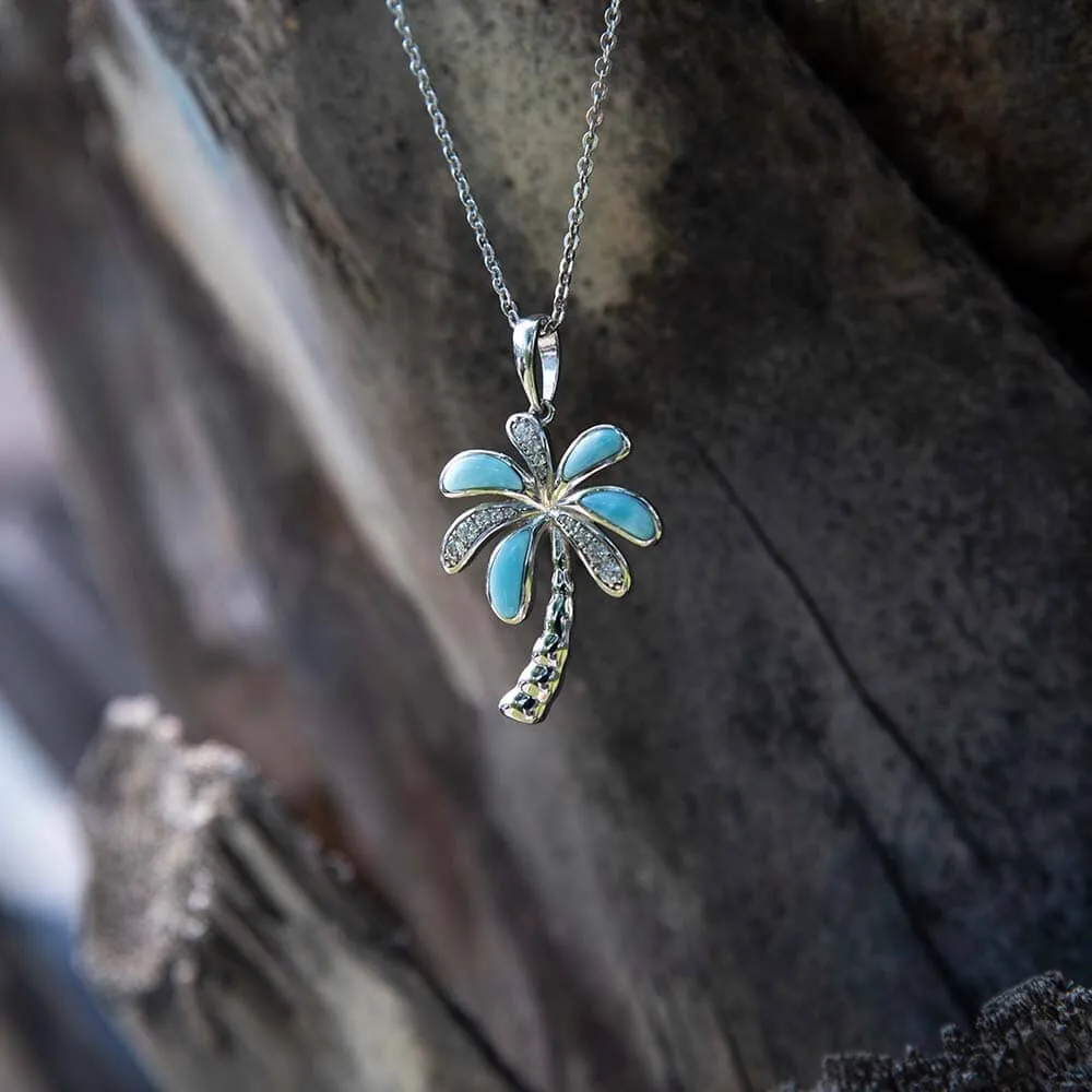 Larimar Island Palm Tree Pendant