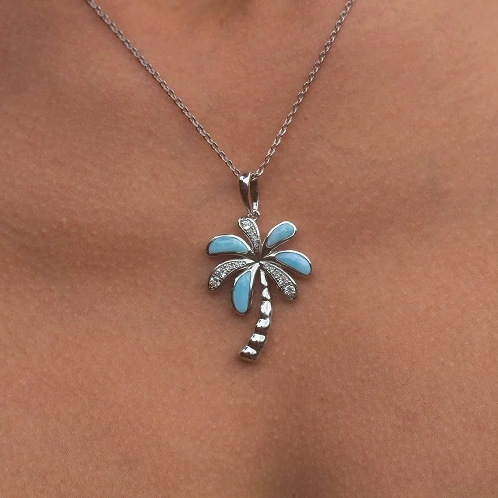 Larimar Island Palm Tree Pendant