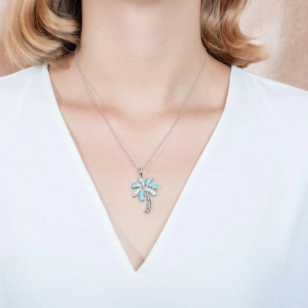 Larimar Island Palm Tree Pendant