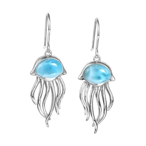 Larimar Medusa Jellyfish Hook Earrings