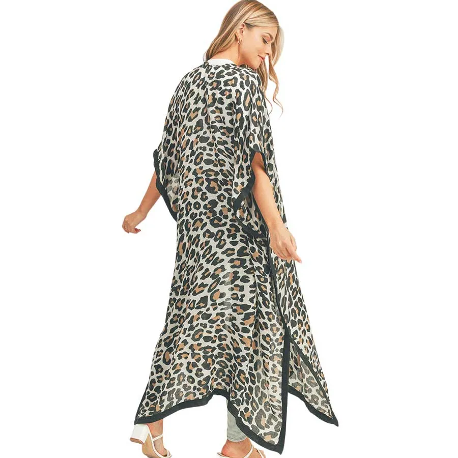 Leopard Patterned Cover Up Kimono Poncho