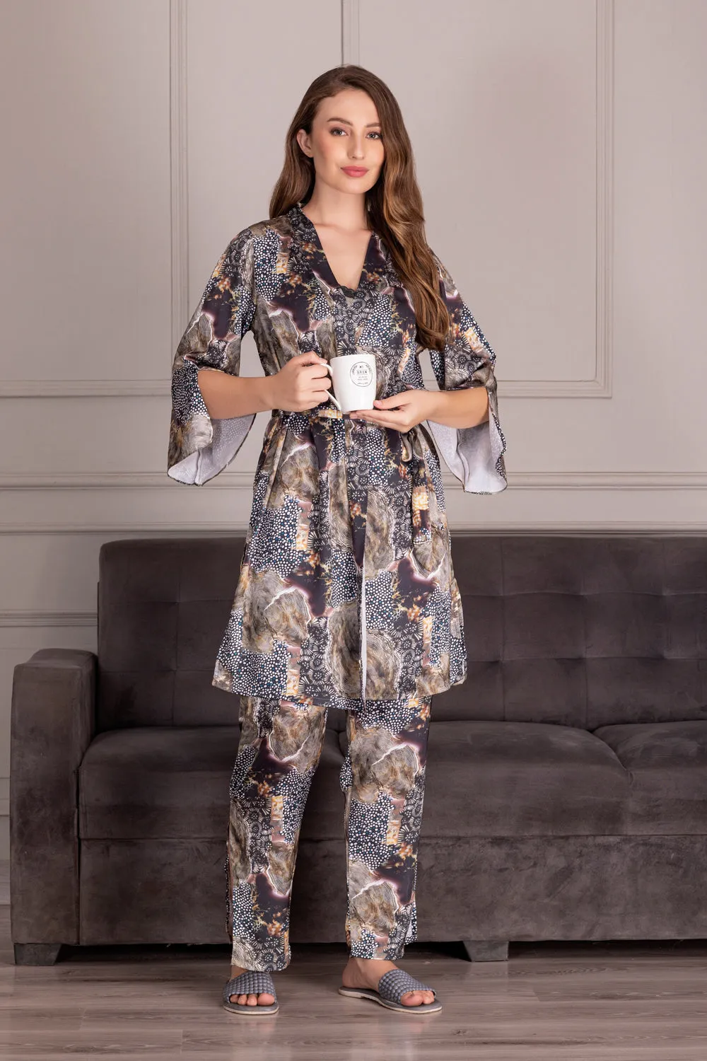 Leopard print Pj set with Robe