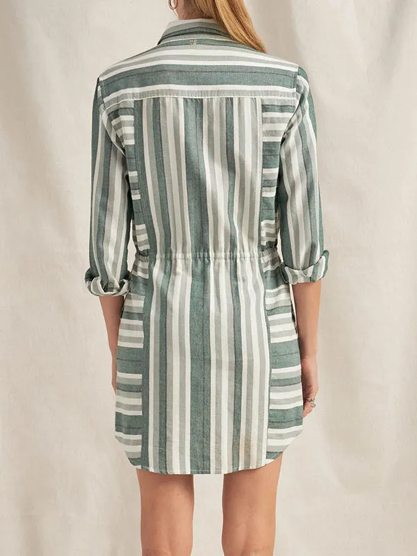 Leto Dress in Green Stripe