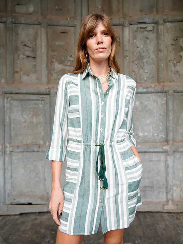 Leto Dress in Green Stripe