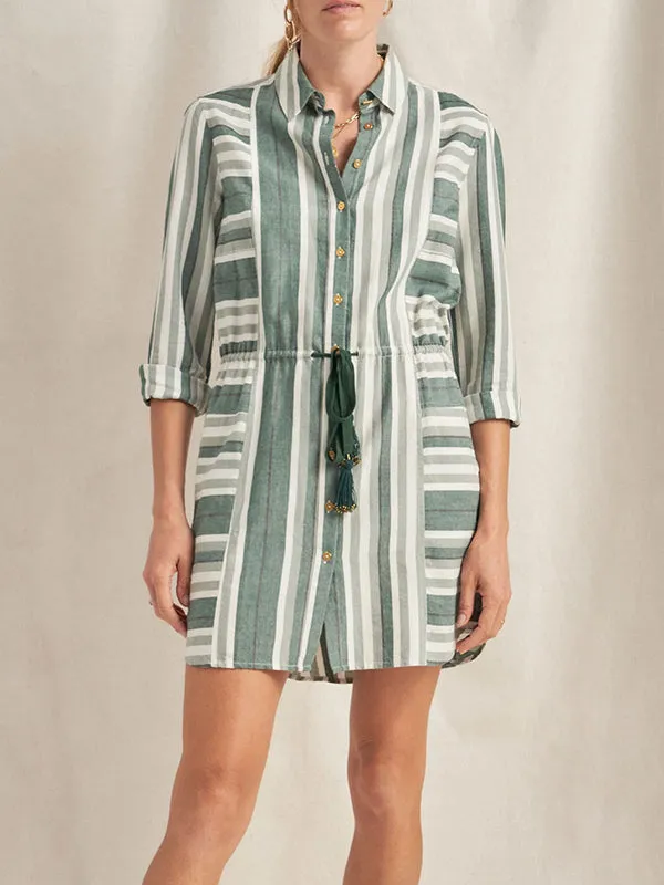 Leto Dress in Green Stripe