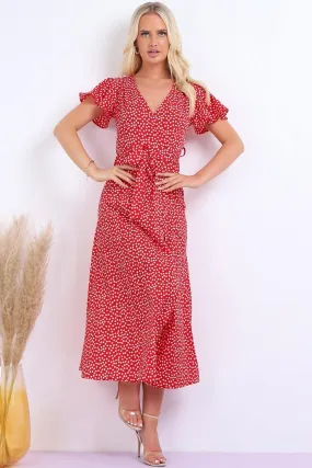 Lilura London Wrap Front Split Leg Maxi Dress  Daisy Dot