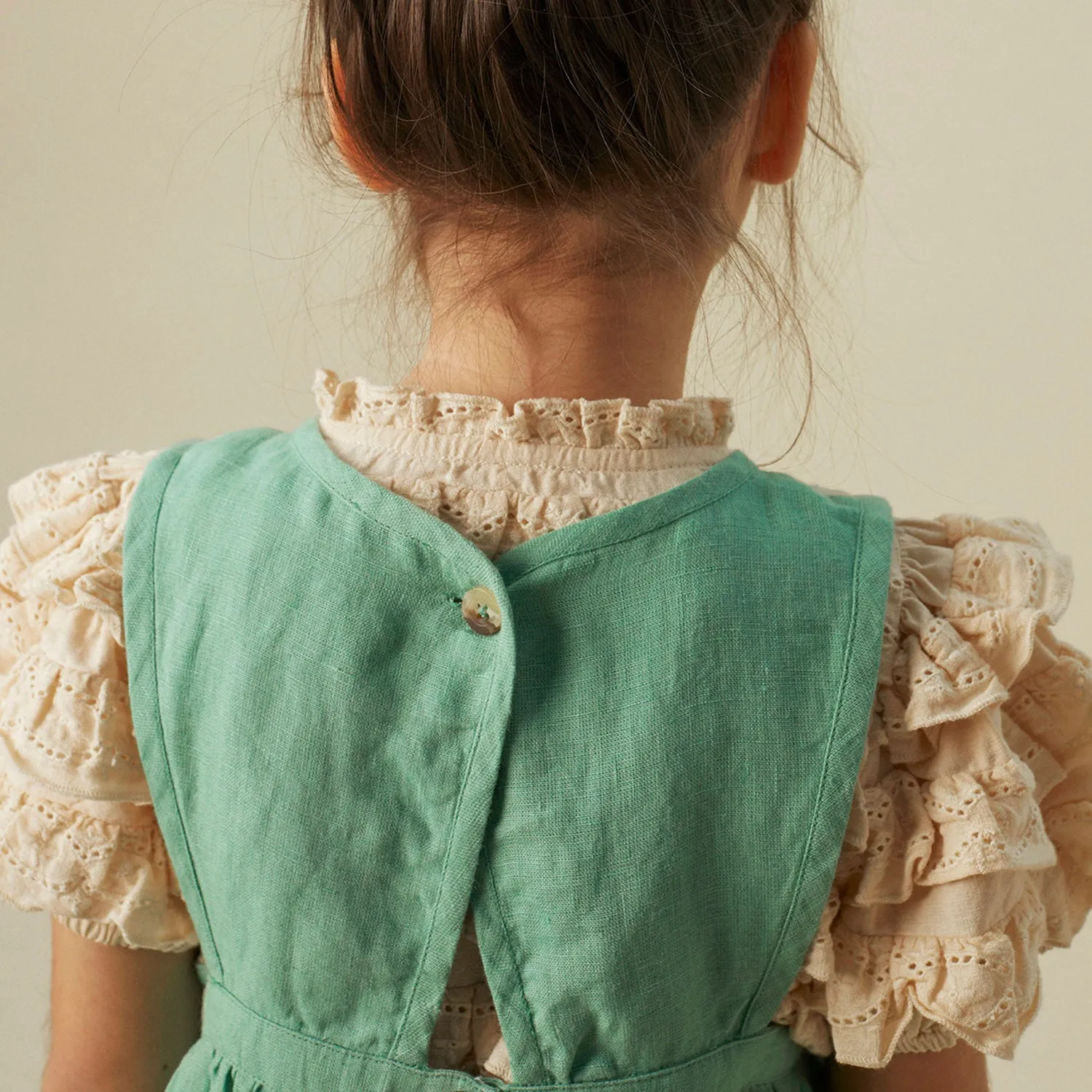 Linen Agnes Pinafore - Seafoam/Mint