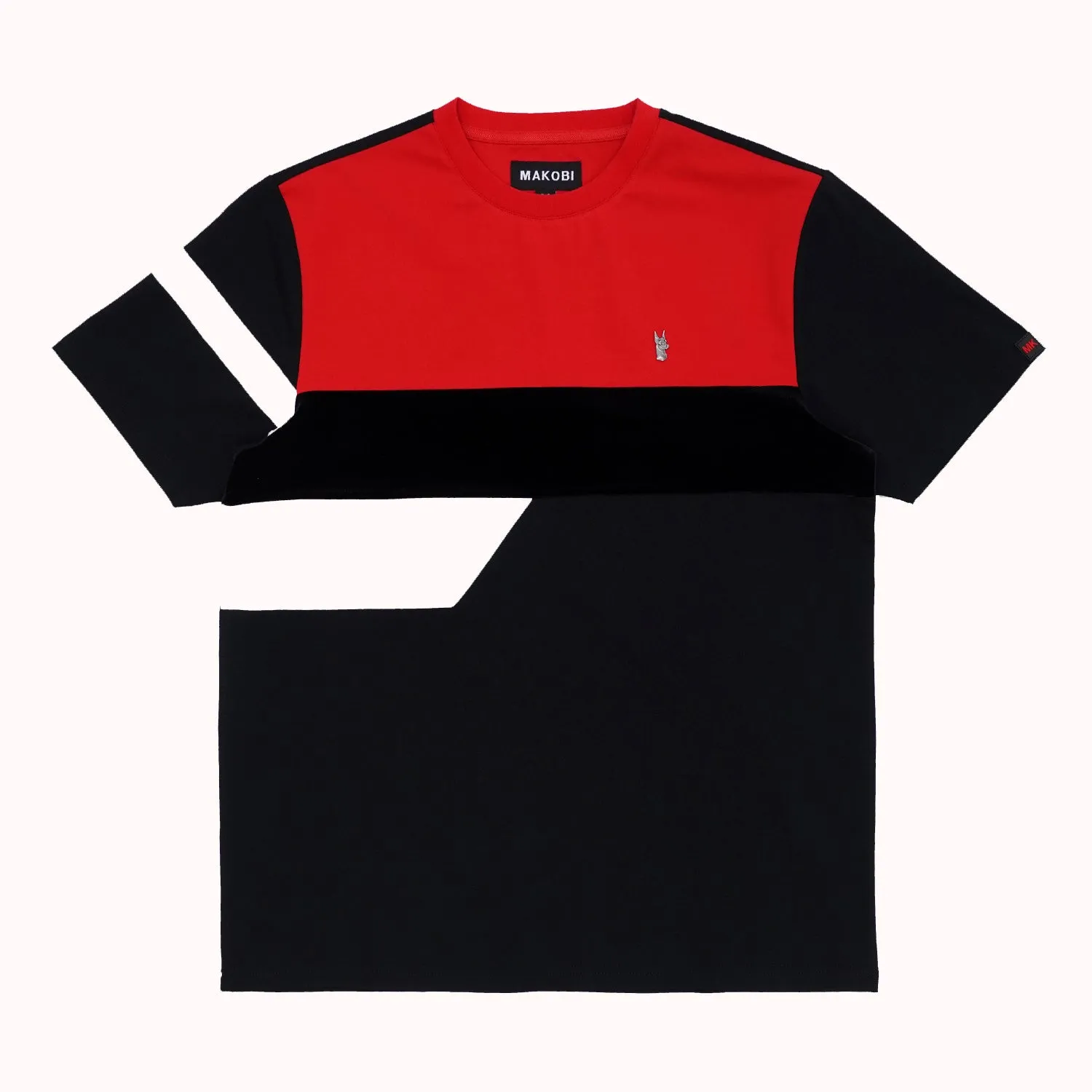 M204 Makobi Contrast Tee w/ velvet - Black Red