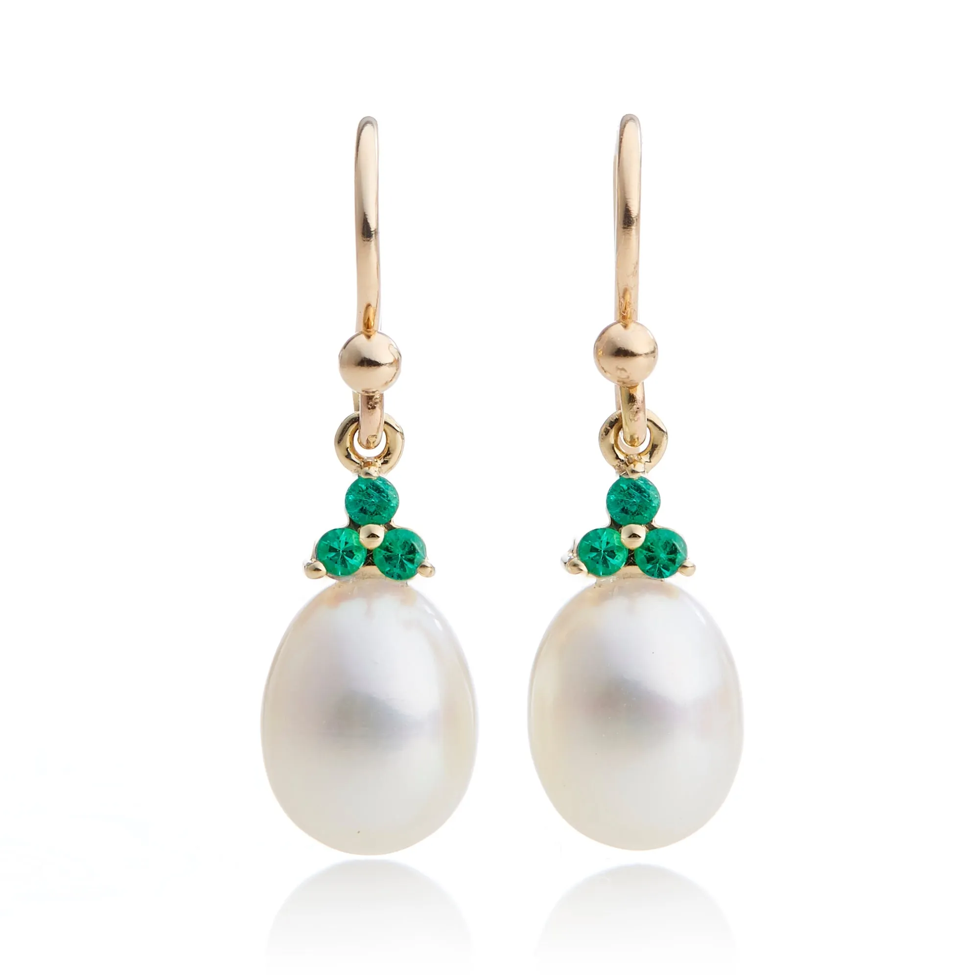 Madison Drop Earrings in Pearls & Emeralds