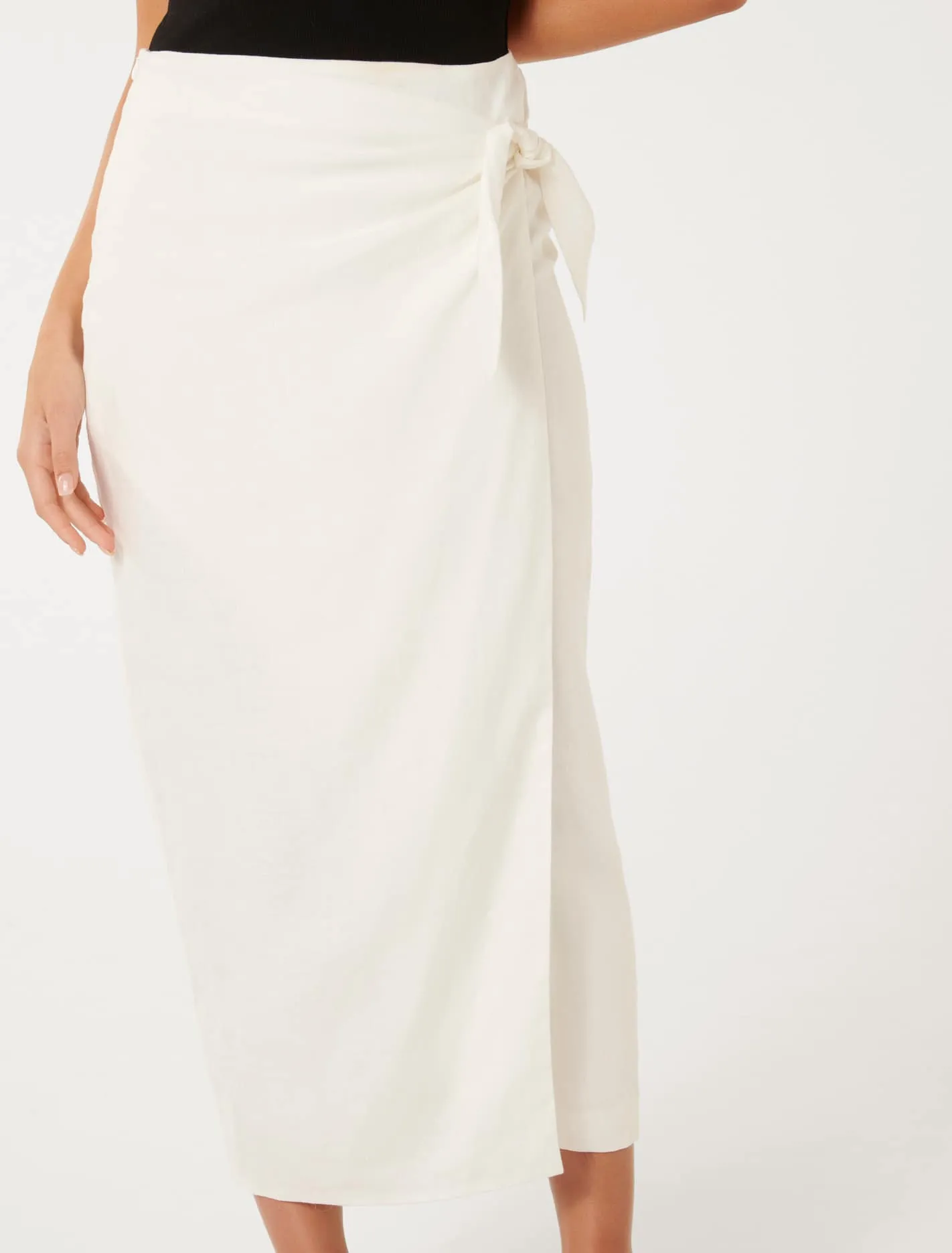 Maeve Linen Wrap Midi Skirt