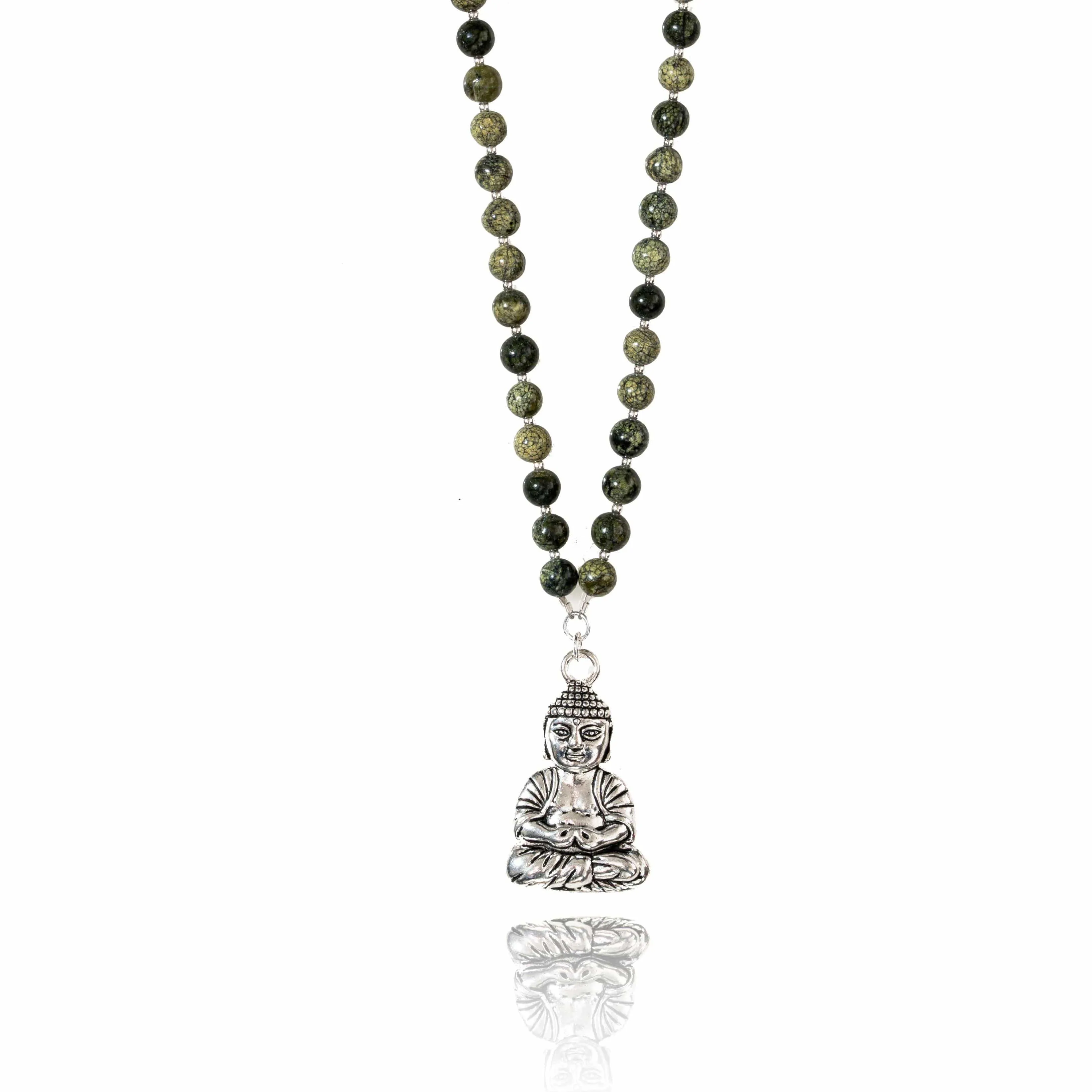 Meditation Green Jade Necklace with Buddha