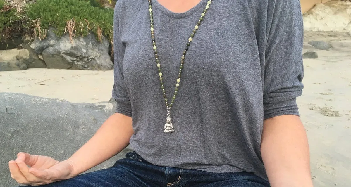 Meditation Green Jade Necklace with Buddha