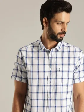 Men Checked Half Sleeve Cotton Shirt