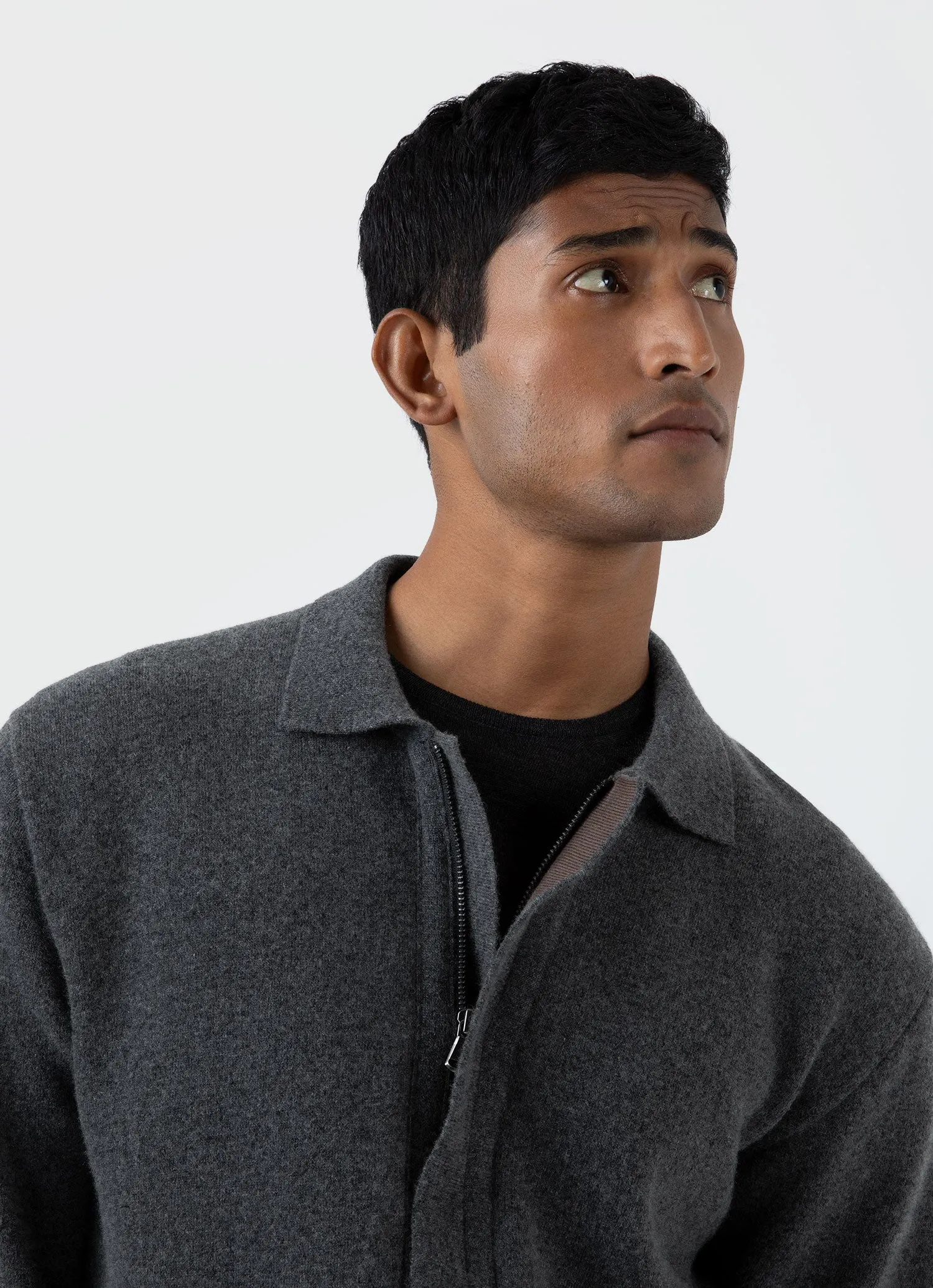 Men's Double Faced Jacket in Charcoal Melange