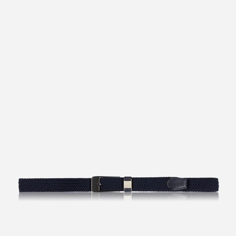 Men's Elasticated Braided Belt, Navy