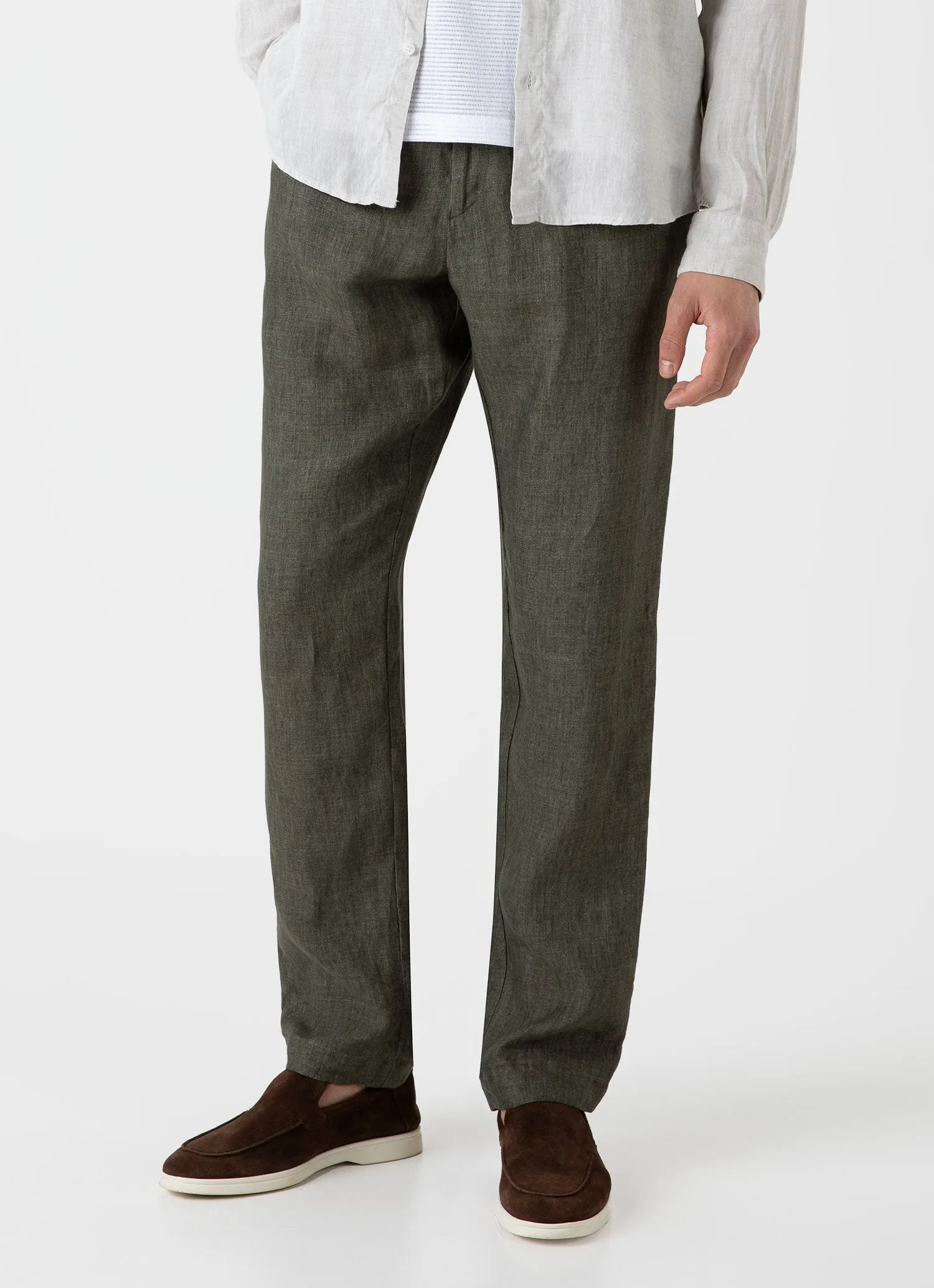 Men's Linen Drawstring Trouser in Light Khaki