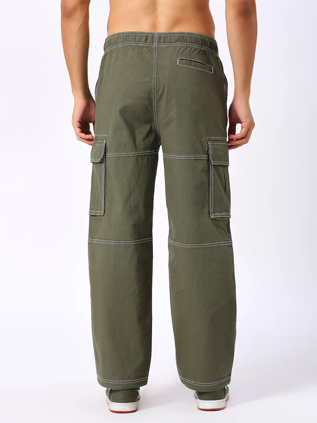 Men's Olive Skater Fit Non Denim Pants