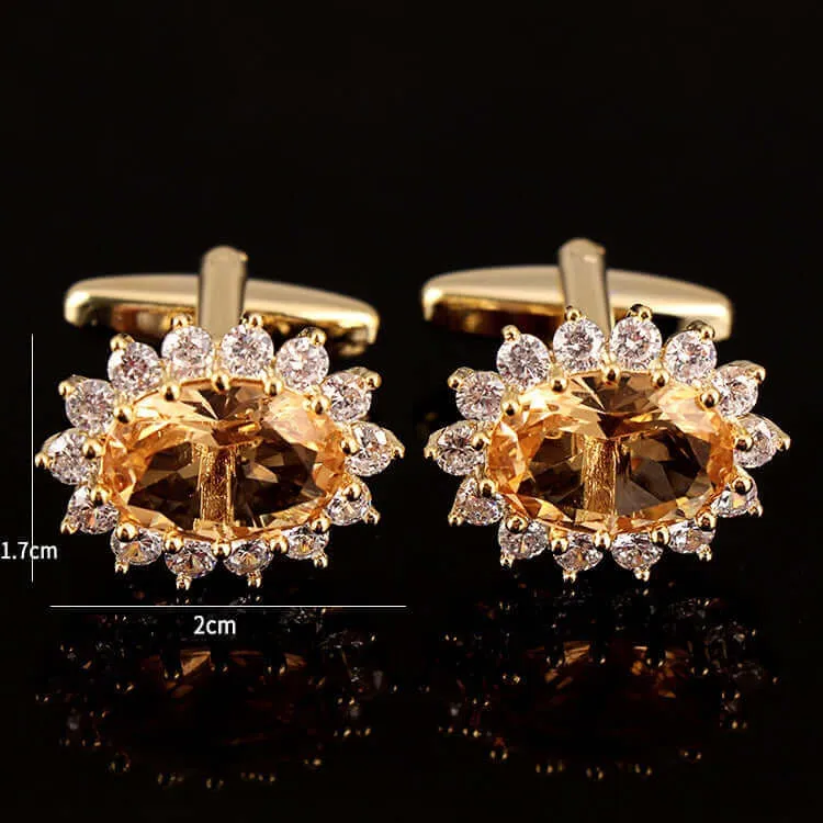 Men's Rhinestone Crystal French Luxury Business Swank Cufflinks