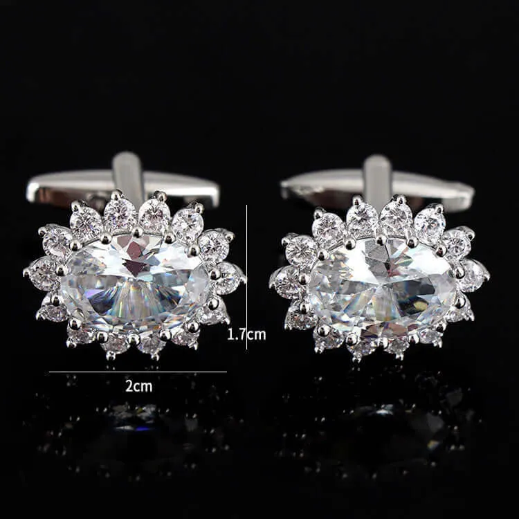 Men's Rhinestone Crystal French Luxury Business Swank Cufflinks