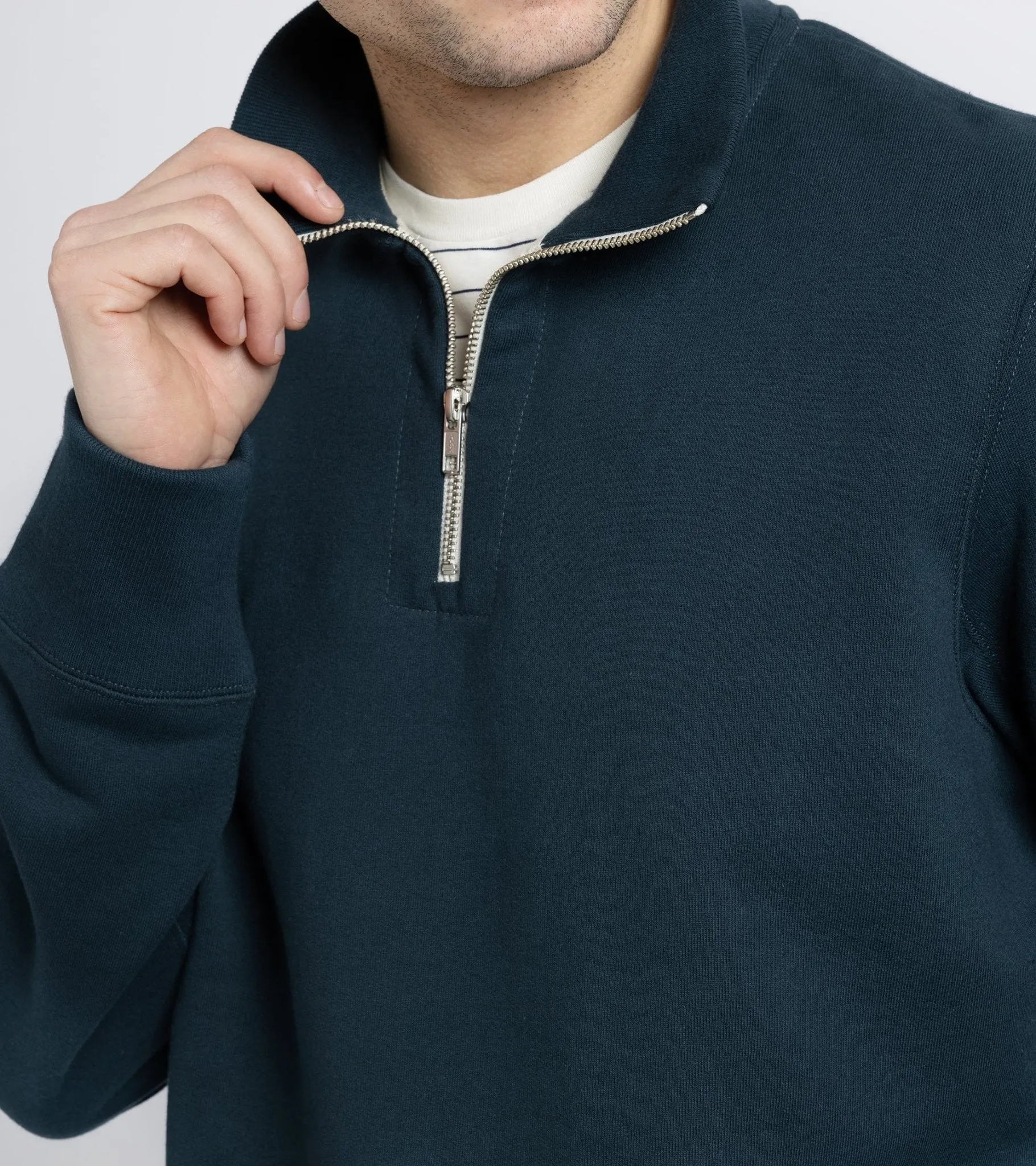 Merz b. Schwanen 343Z Half-Zip: Mineral Blue