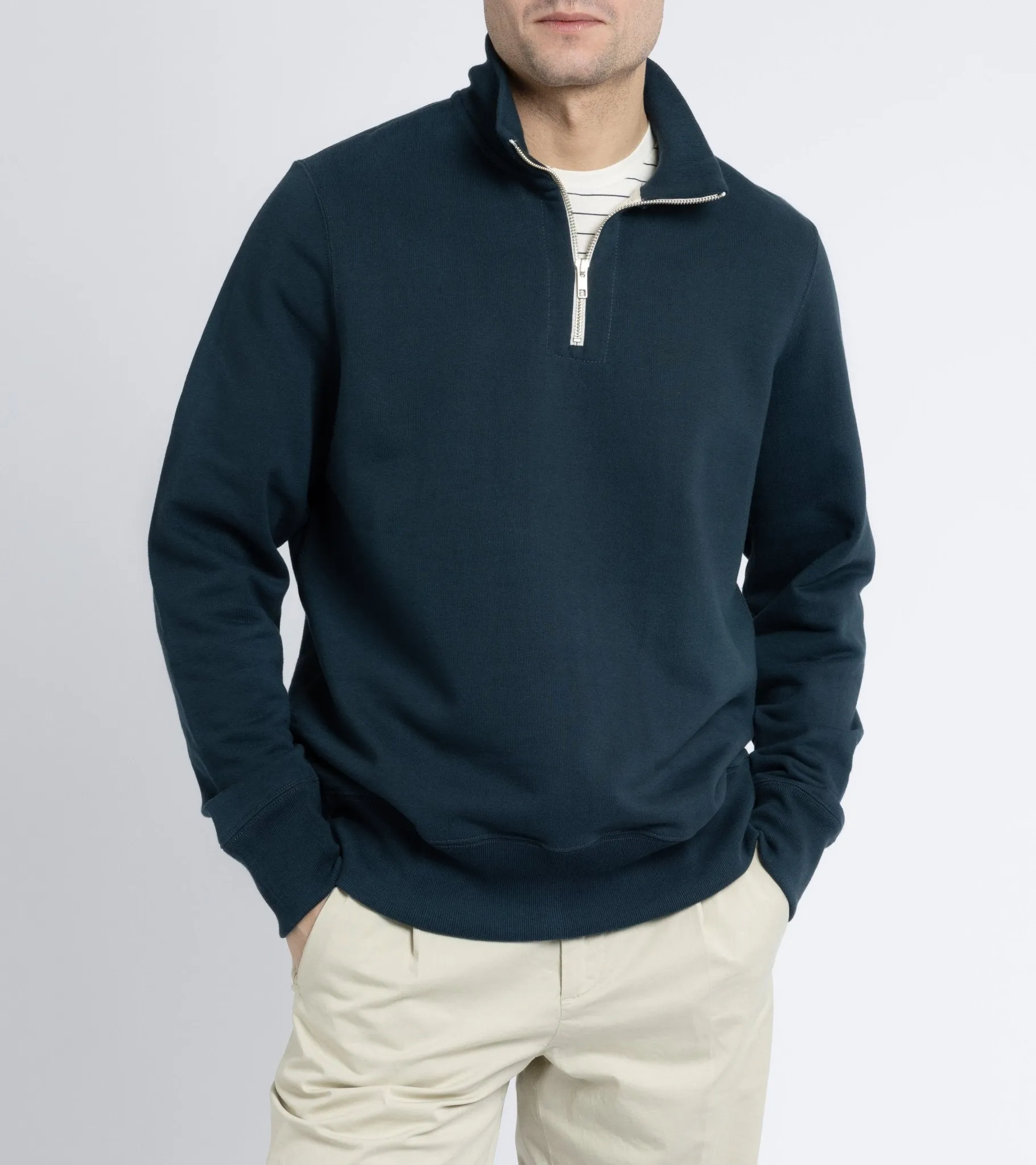 Merz b. Schwanen 343Z Half-Zip: Mineral Blue