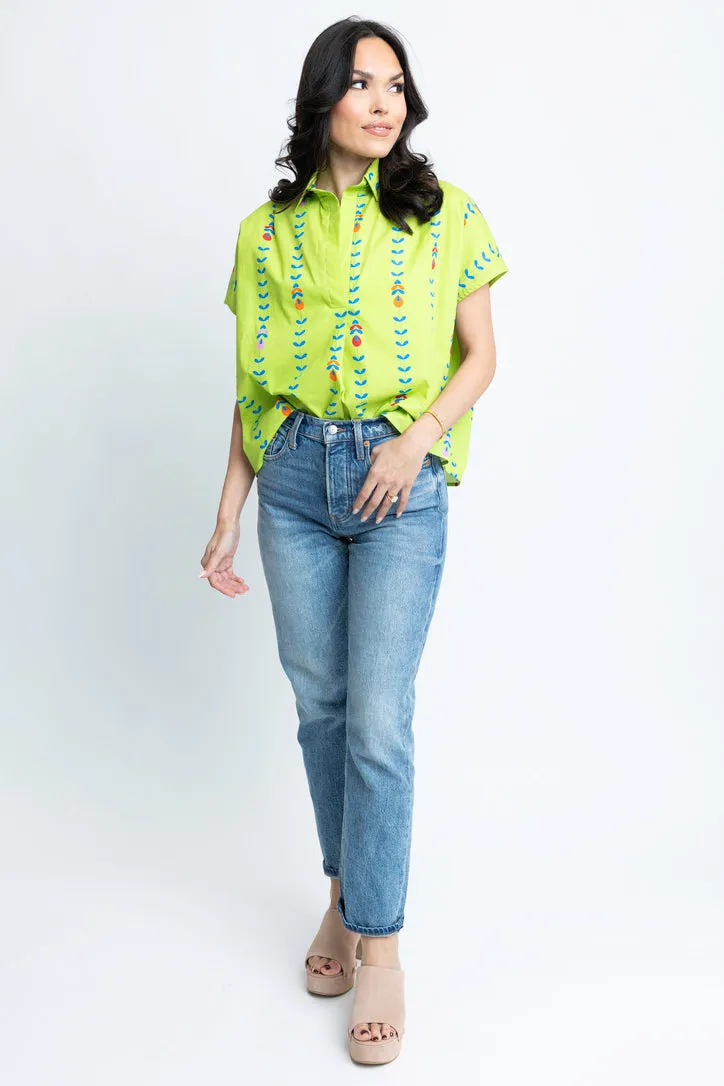 Mod Floral Vine Vneck Top