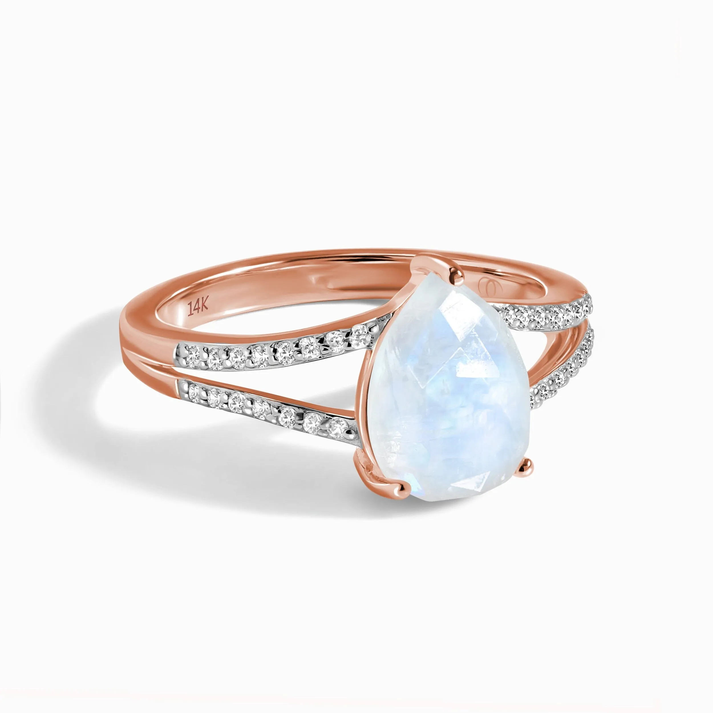 Moonstone Lab Diamond Ring - Lady