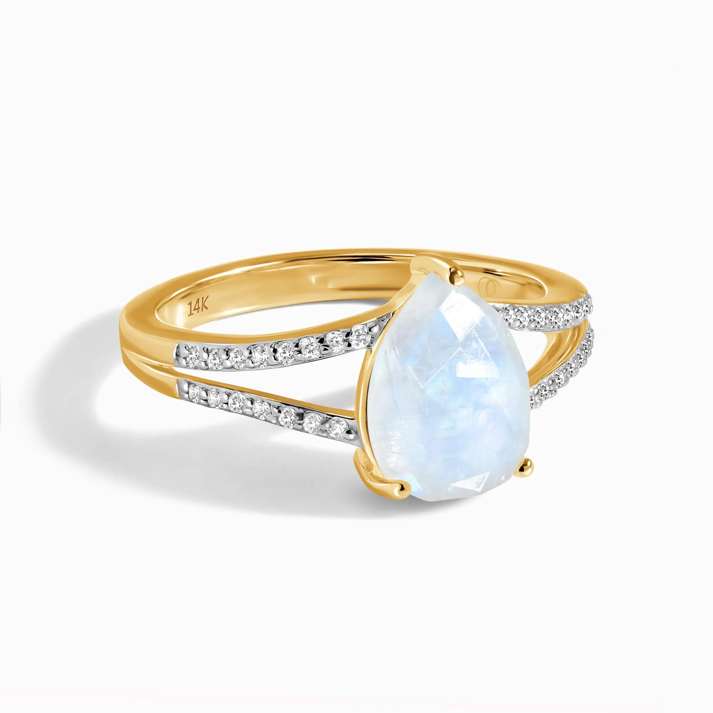 Moonstone Lab Diamond Ring - Lady