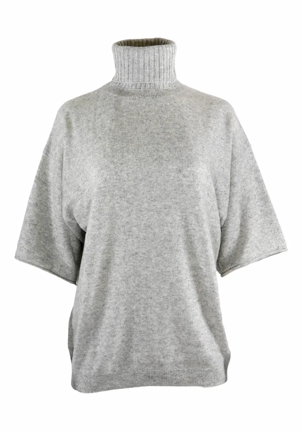 NASH BOXY ROLL NECK SWEATER (FLUFFY GREY) - CRUSH CASHMERE