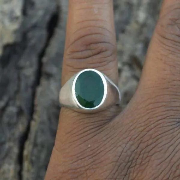 Natural Emerald Gemstone Ring, May Birthstone Ring, Handmade Ring, Men's Gift Ring, Zodiac Ring, 925 Sterling Silver Ring, Gift For Him