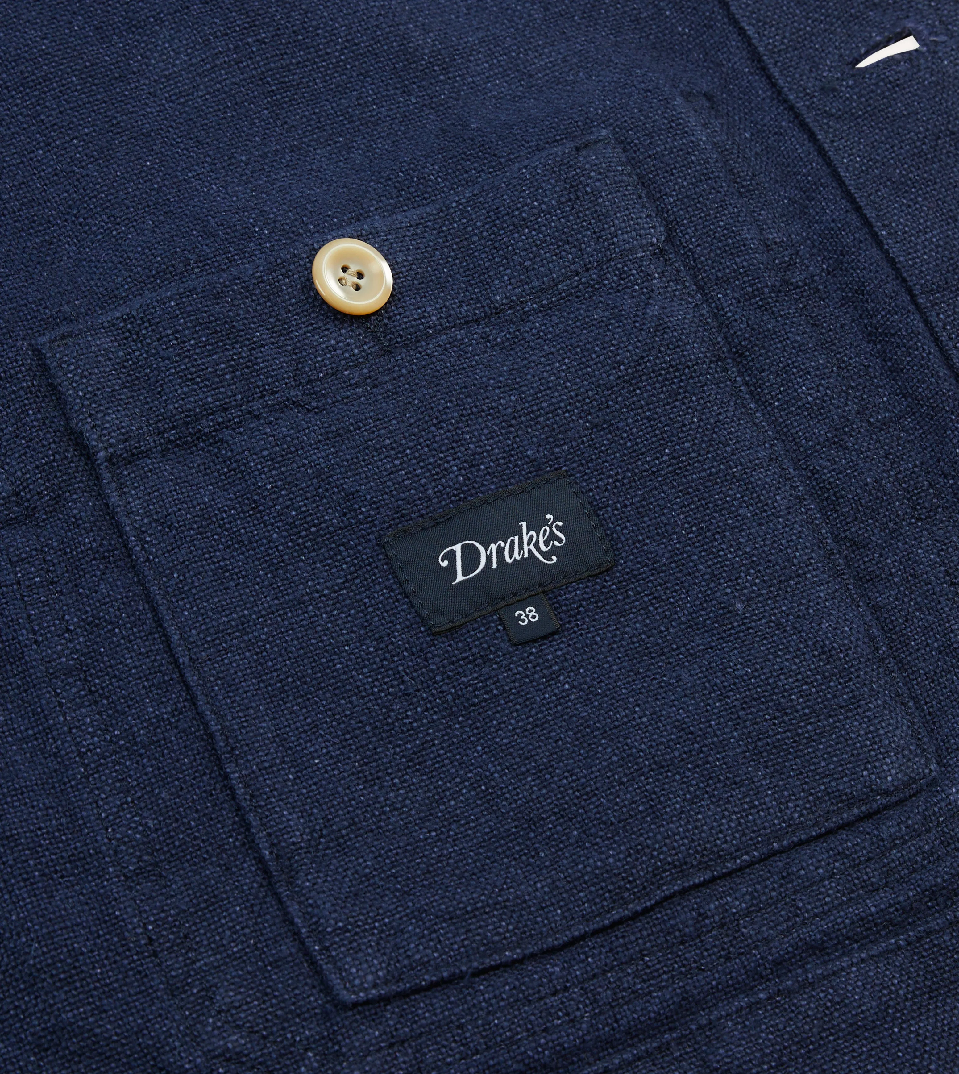 Navy Linen Five-Pocket Chore Jacket