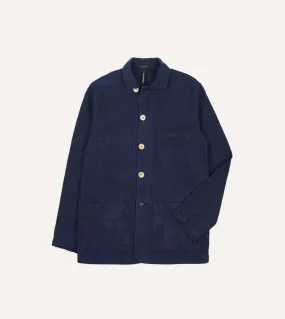 Navy Linen Five-Pocket Chore Jacket