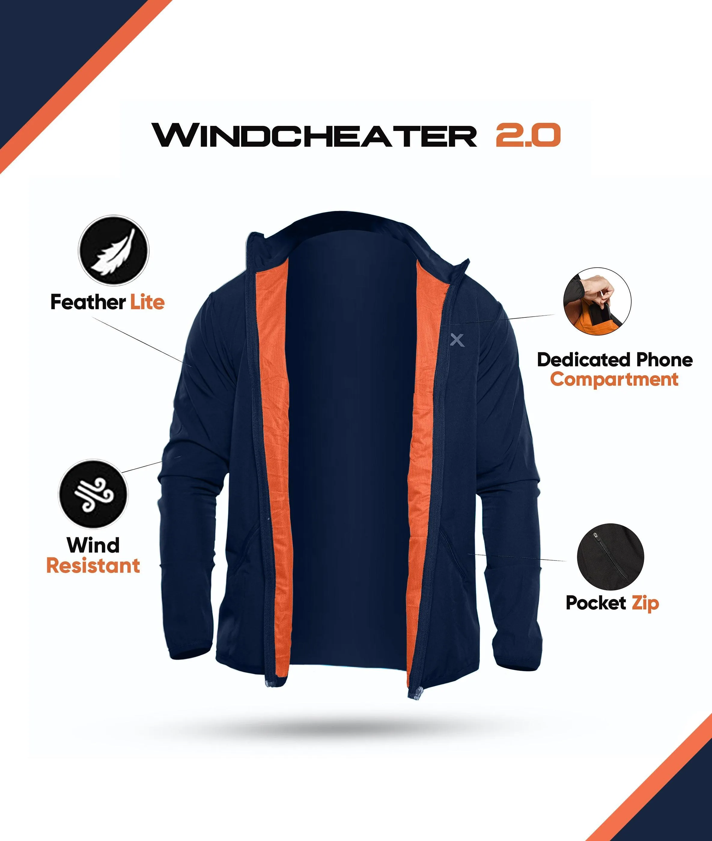 Night Blue GymX Summer Windcheater (Dedicated Phone Pocket)