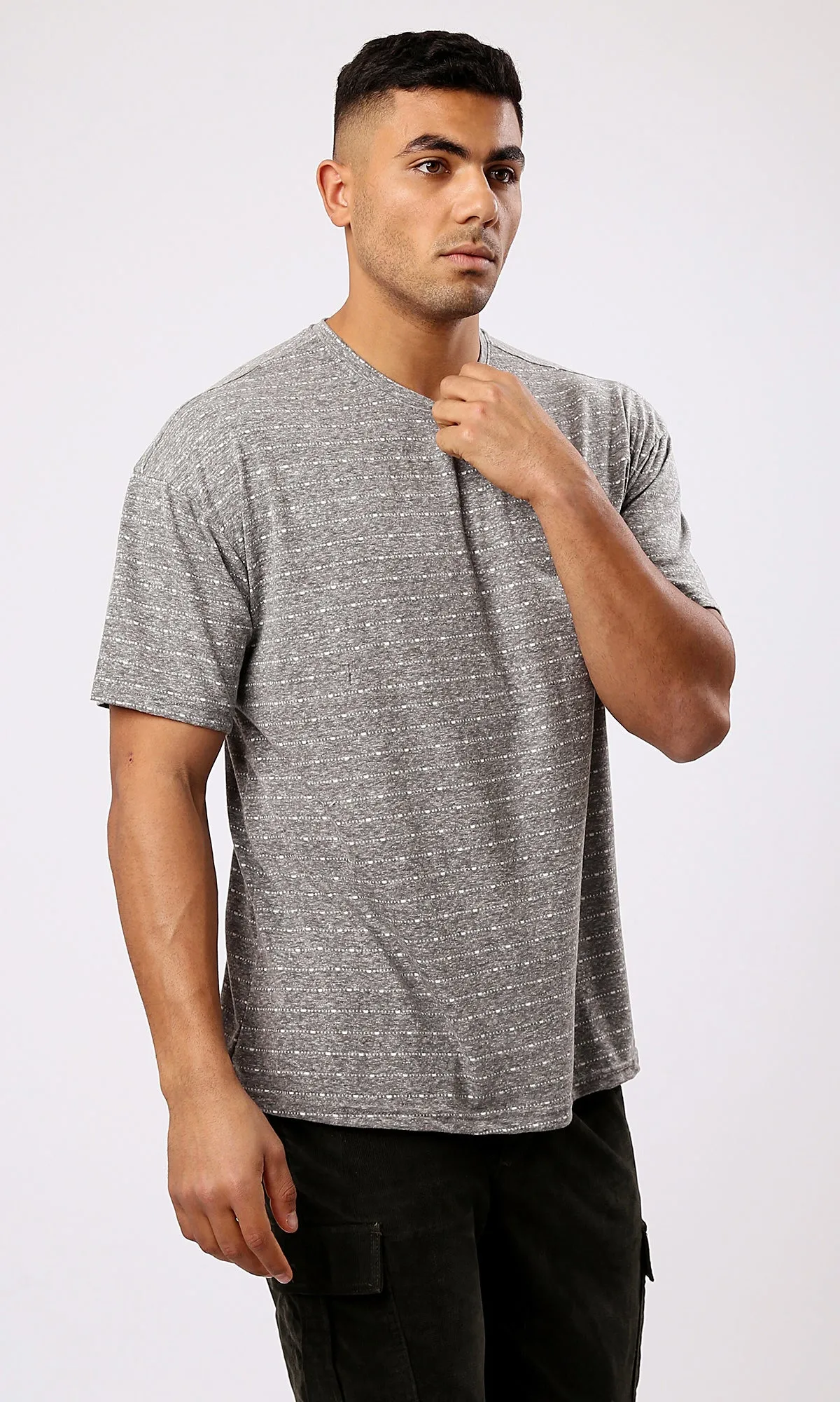 O189639 Round Neck Comfort Heather Grey Summer Tee