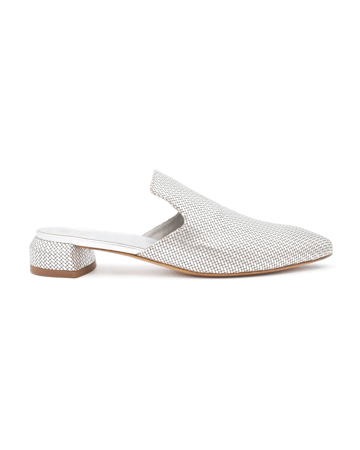 Officine Creative Sage Patterned Silver Mules