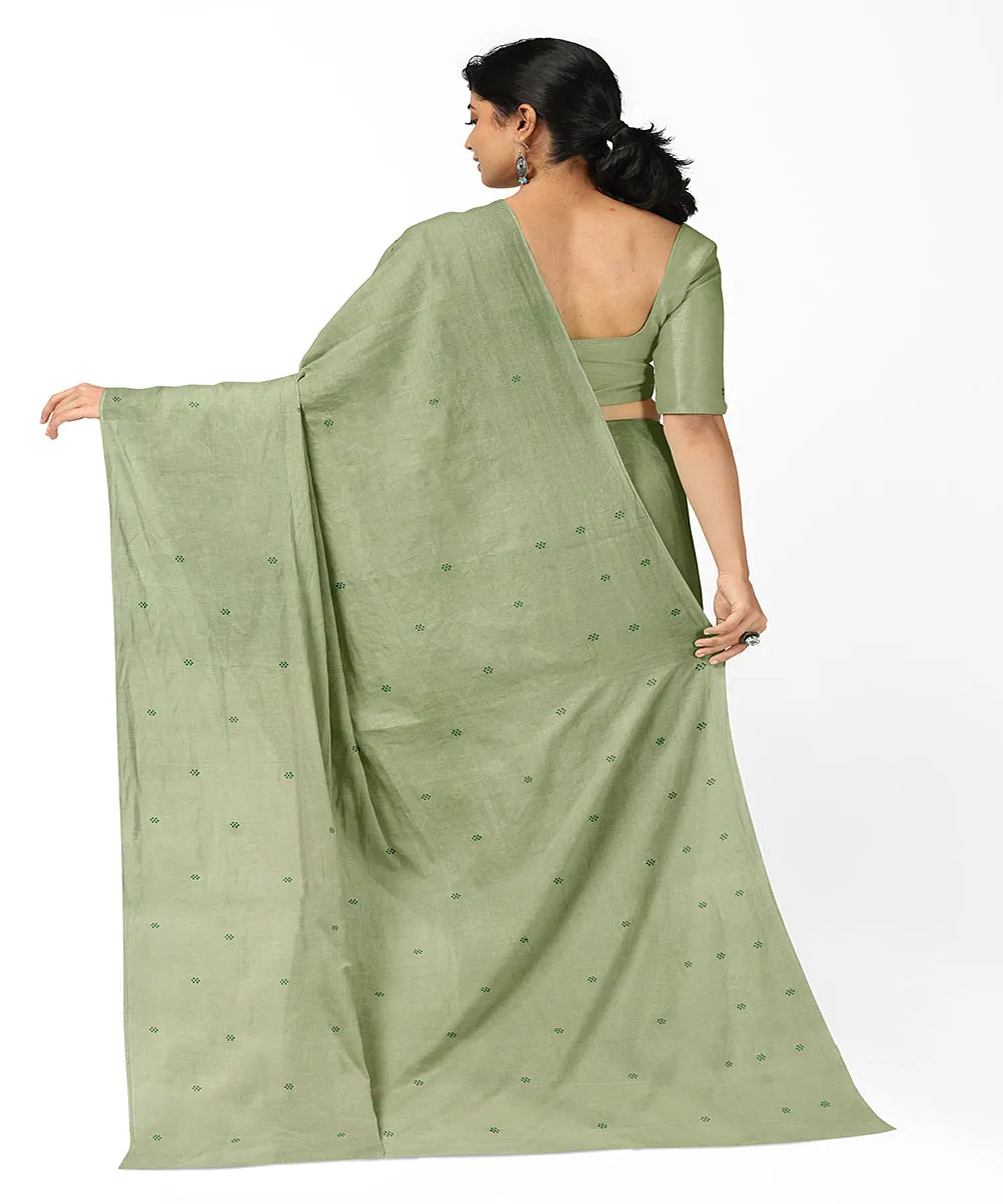 Olive green butta rajahmundry handwoven cotton saree