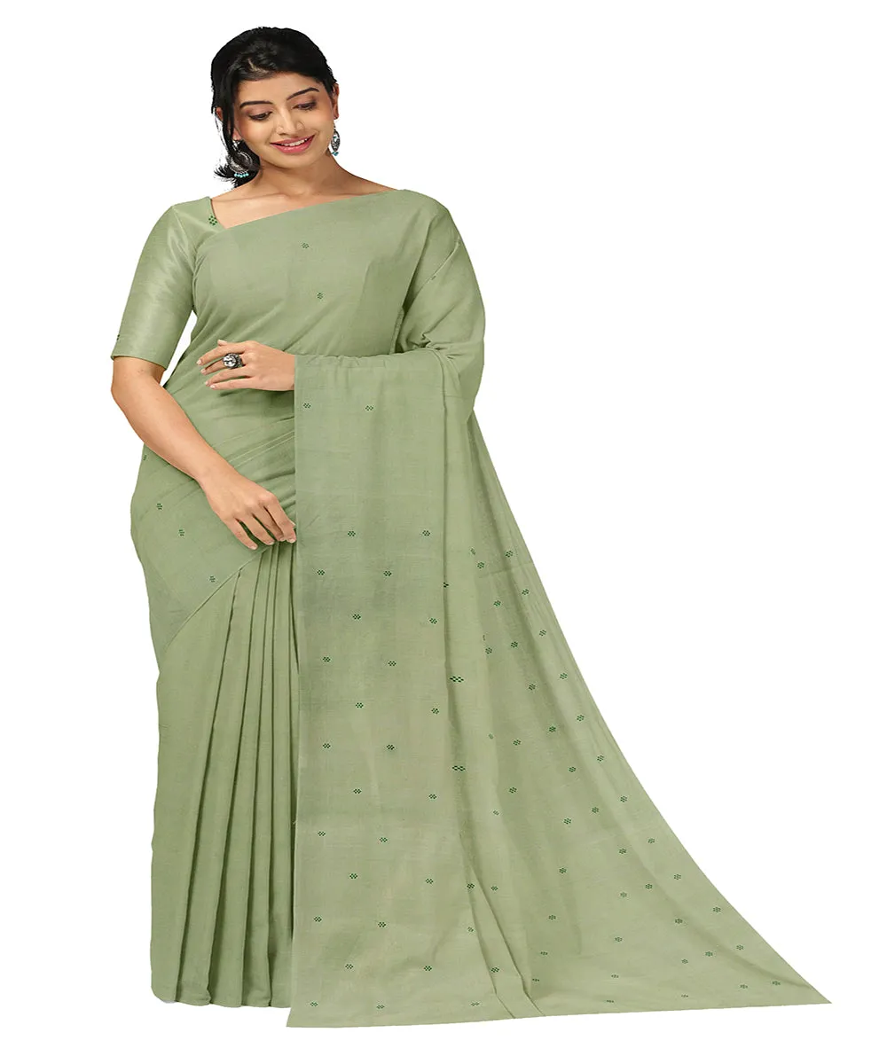 Olive green butta rajahmundry handwoven cotton saree