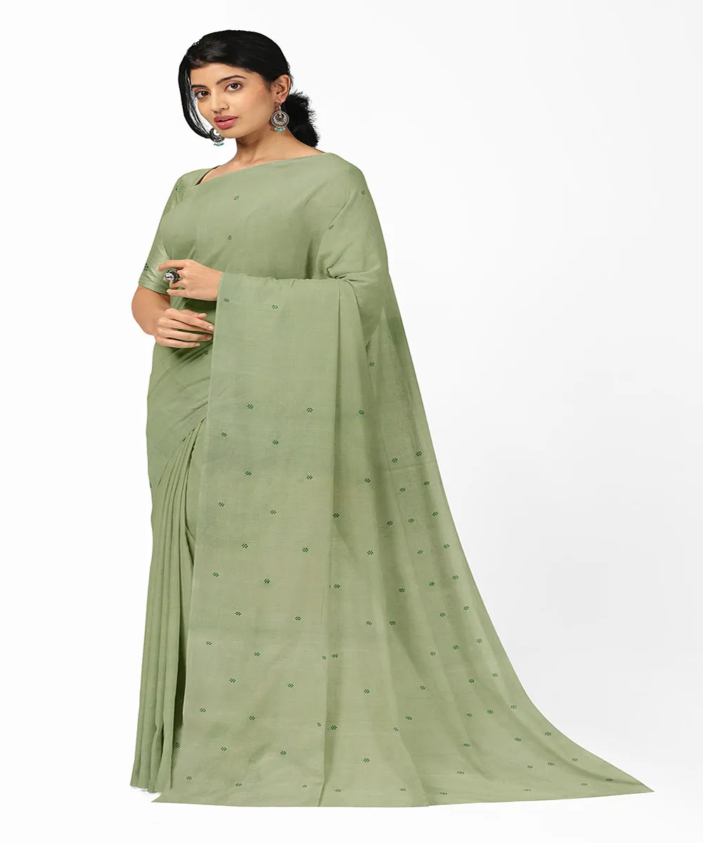 Olive green butta rajahmundry handwoven cotton saree