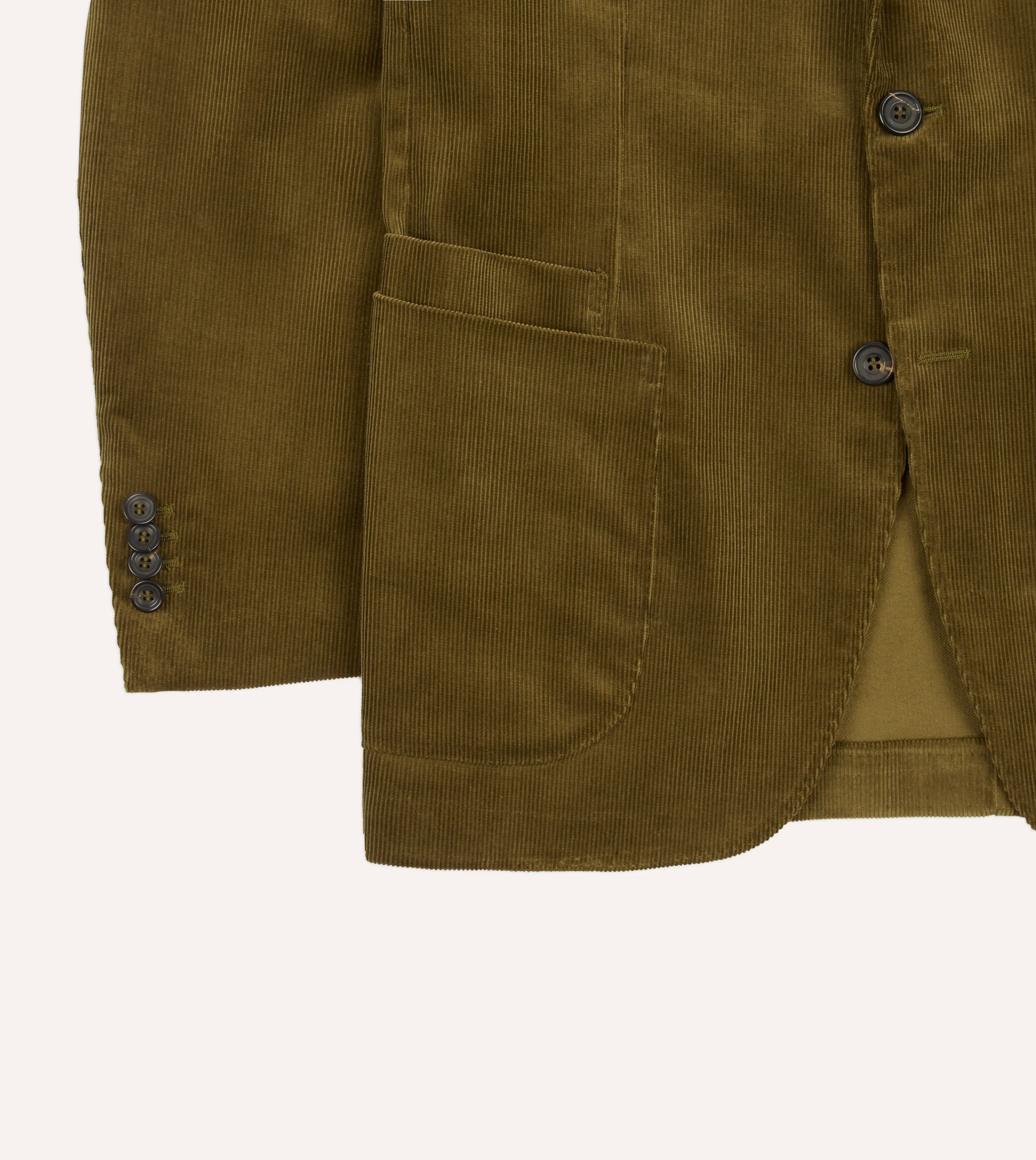 Olive Green Mid-Wale Cotton Corduroy TailoredJacket