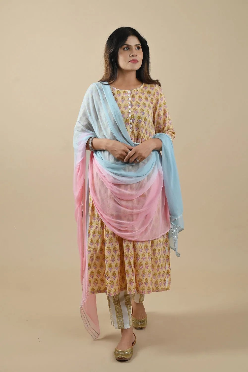 Panchmi Handblock mulmul Suit Set