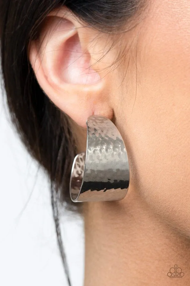 Paparazzi Flatten The Curve - Silver Hoop Earrings