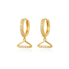 Pave Hanger Hoop Earrings