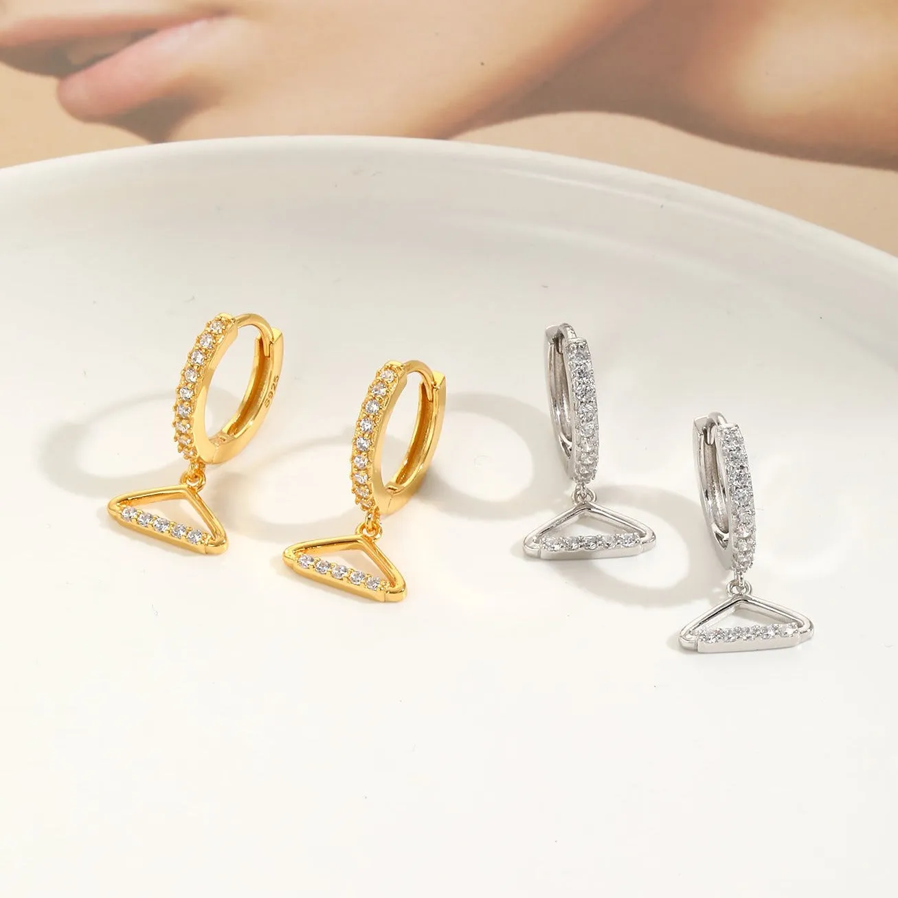 Pave Hanger Hoop Earrings