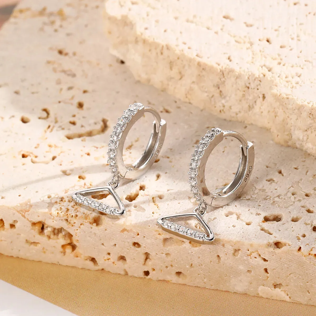 Pave Hanger Hoop Earrings