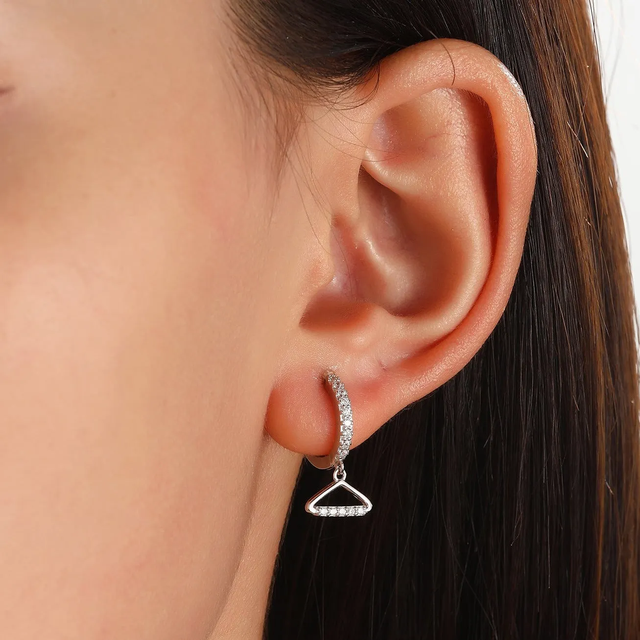 Pave Hanger Hoop Earrings