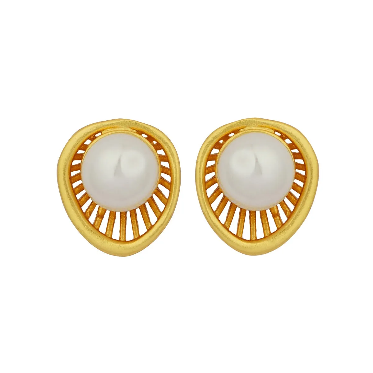 Pearl Zoned Stud Earrings