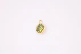 Peridot Birthstone CZ Gold-Filled Wholesale Drop Charm, August Birthstone, Horizontal Bail